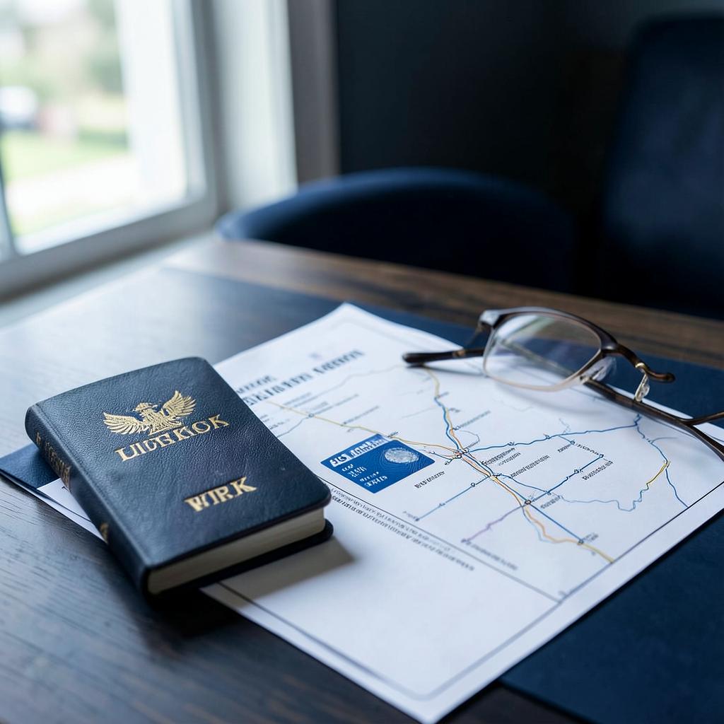 UK travel documents arranged on a desk